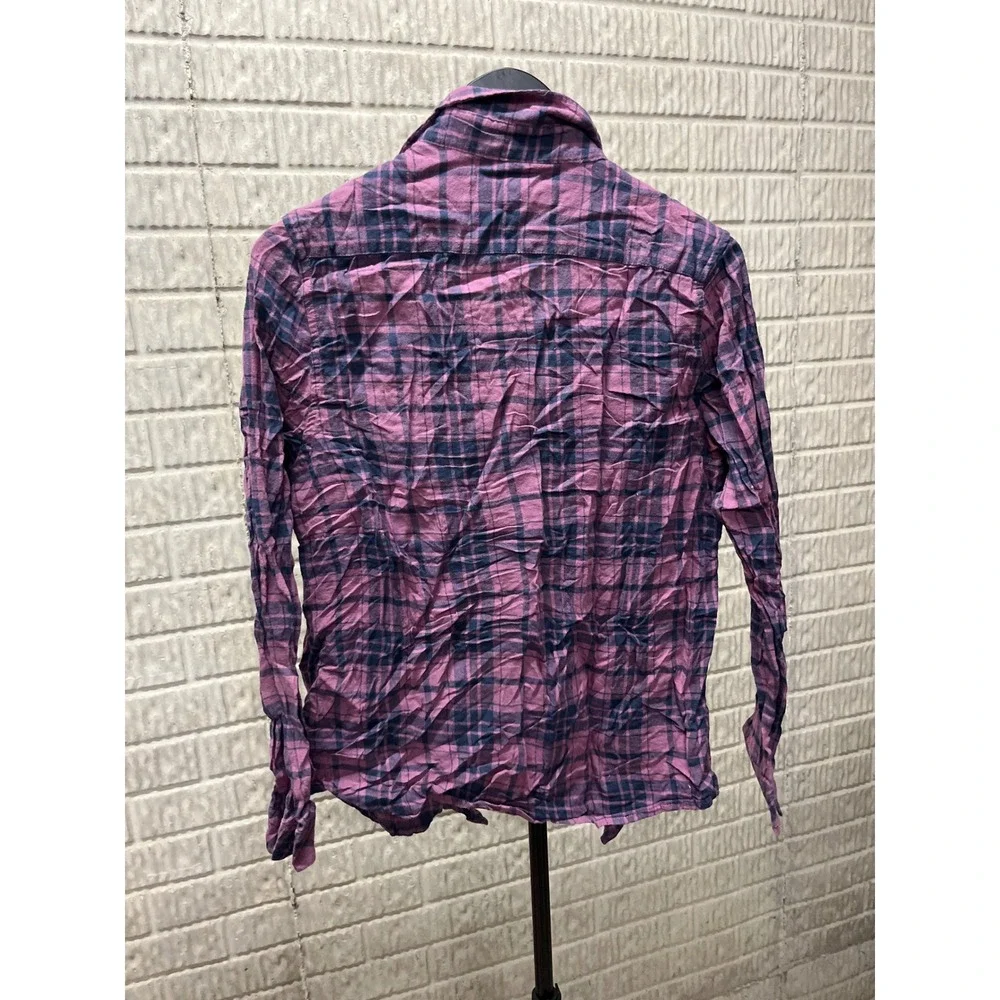 Victory Outfitters Plaid Flannel Shirt Long Sleeve Button Up Pink andBlue Size M - Picture 2 of 3